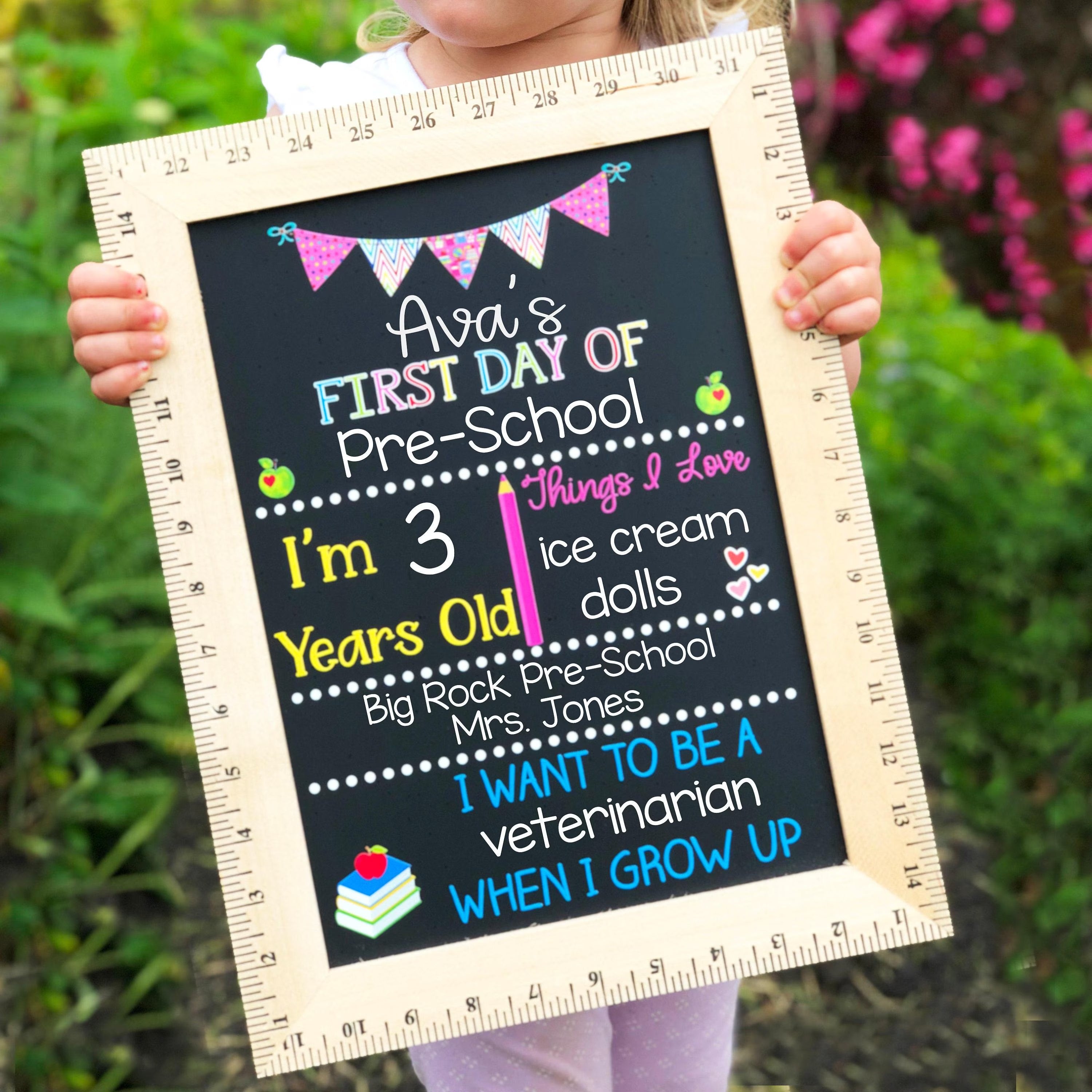 First Day of Kindergarten, 1st Day of Kindergarten Sign, First Day of Preschool Sign, Back to School