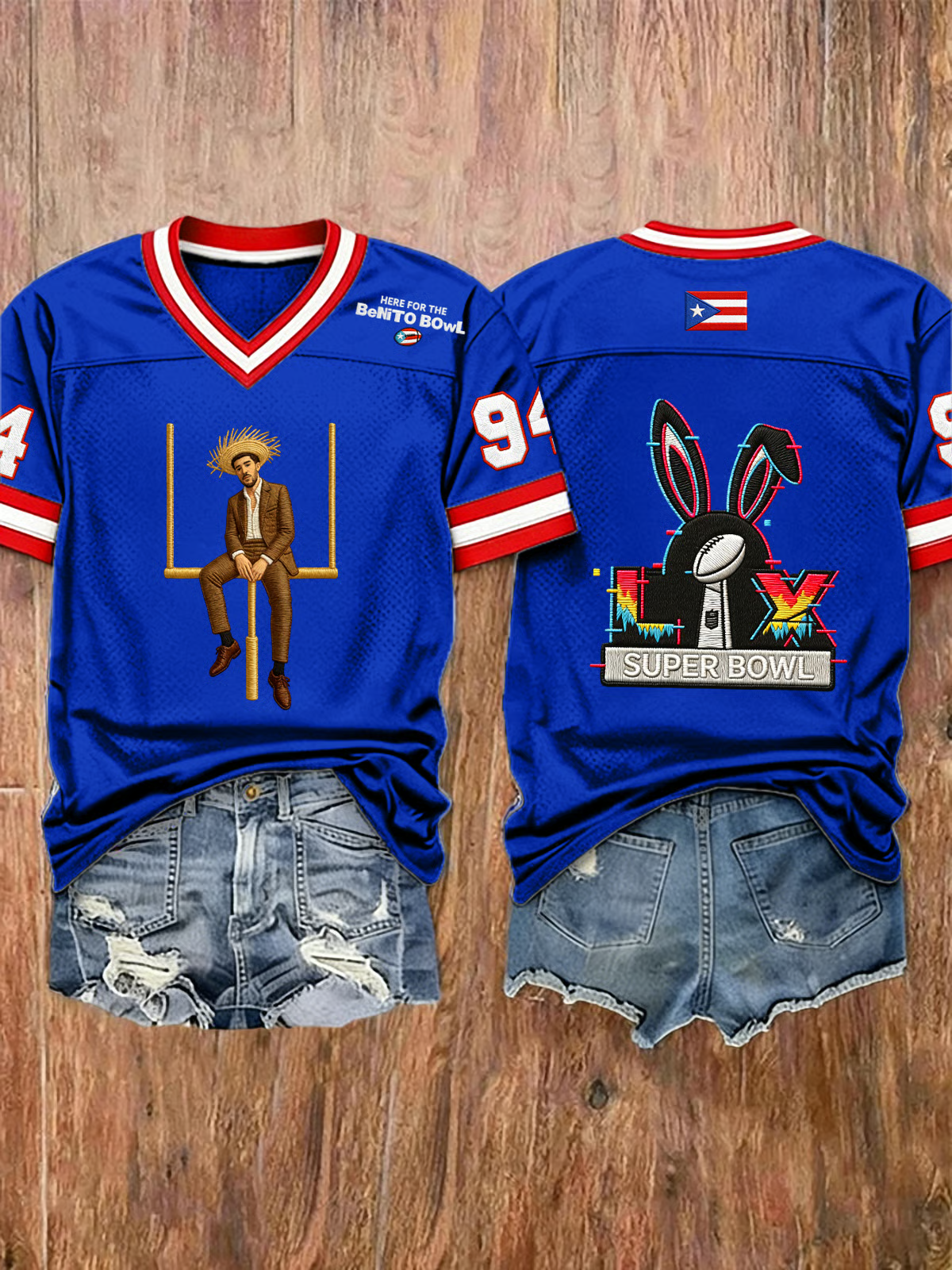 Here For The Benito Bowl Shirt, Bad Bunny Football Vneck Shirt, Bad Bunny Puerto Rico Gift