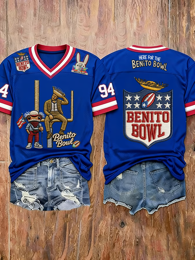Here For The Benito Bowl 2026 Shirt, Bad Bunny Football Tee With Puerto Rico Flag, Bunny Bowl Football Tee