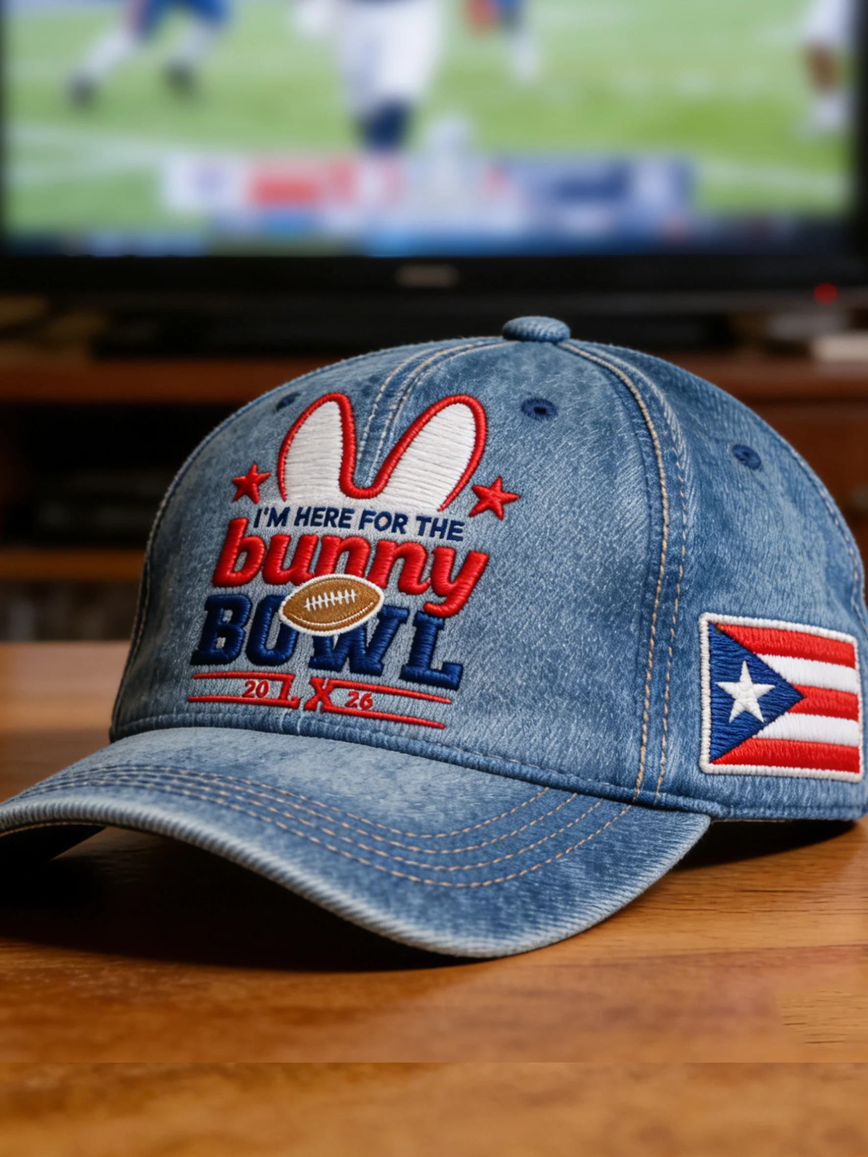 Here For The Bunny Bowl Printed Hat, Bad Bunny Bowl Half Time Boricua Puerto Rican Adjustable Cap Mens Dad Cap