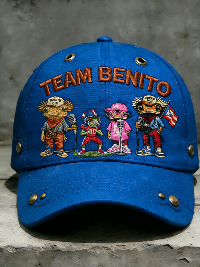 Team Benito Super Boricua Sunday Printed Hat, Bad Bunny Bowl Half Time Boricua Puerto Rican Adjustable Cap Mens Dad Cap