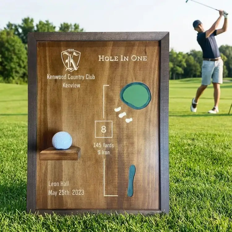 Hole In One Custom Golf Course Map, Golf Art, Golf Wood Sign, Gifts For Golf Lovers