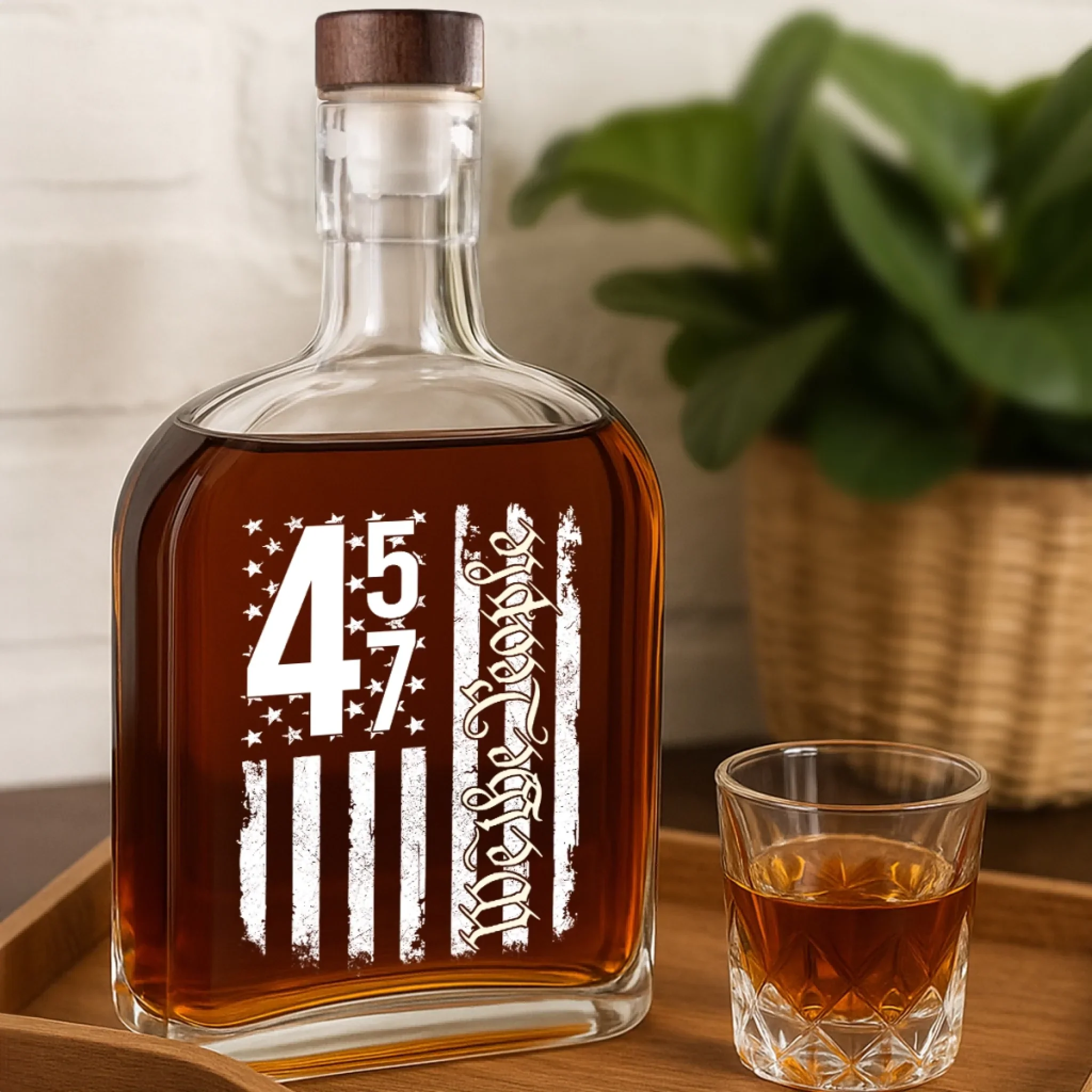 45 47, We The People - US Patriotic Pride Whiskey Bottle American Glassware Wine Glasses