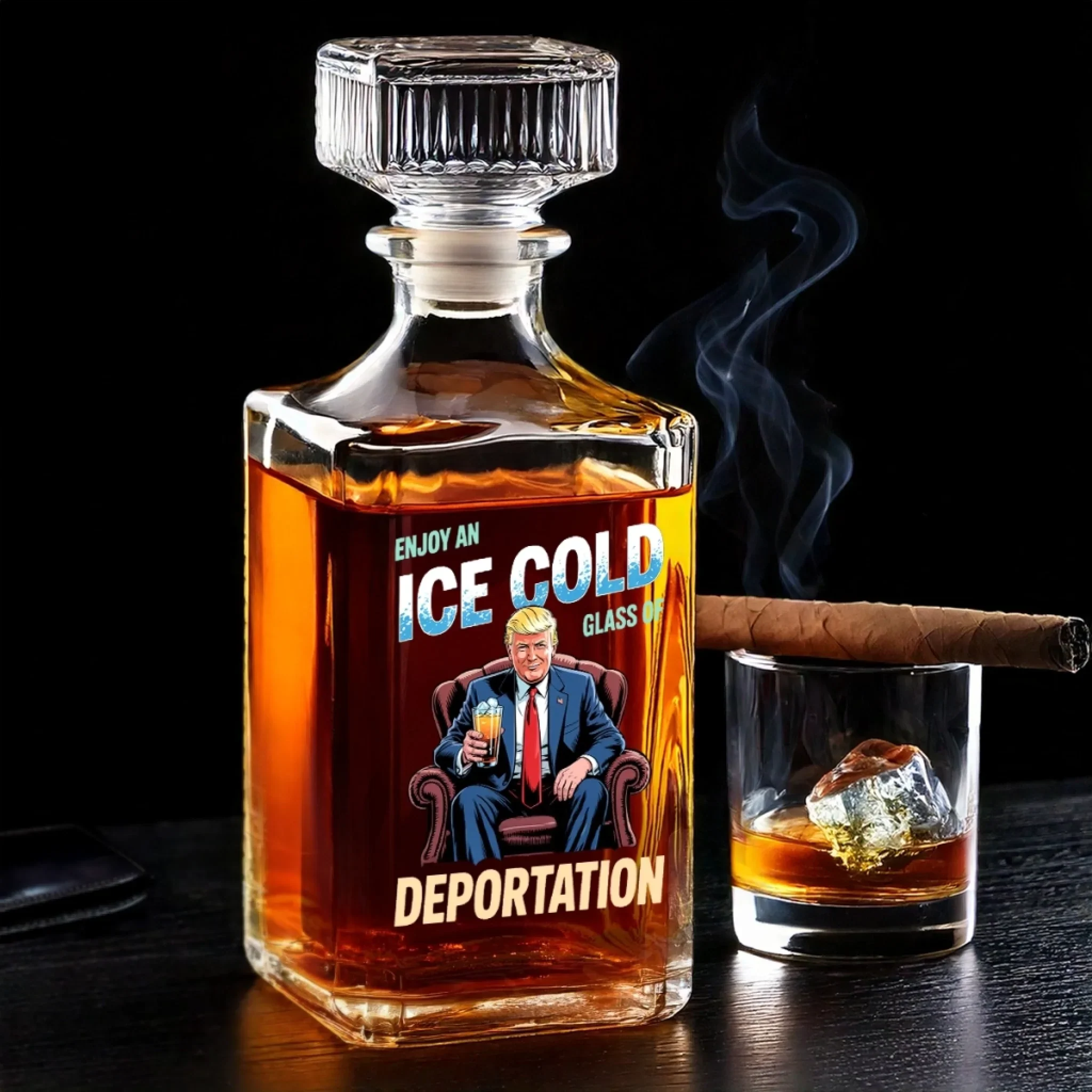ICE Enjoy An Ice Cold Glass Of Deportation Glass Whiskey Decanter Set American Glassware Wine Glasses Set