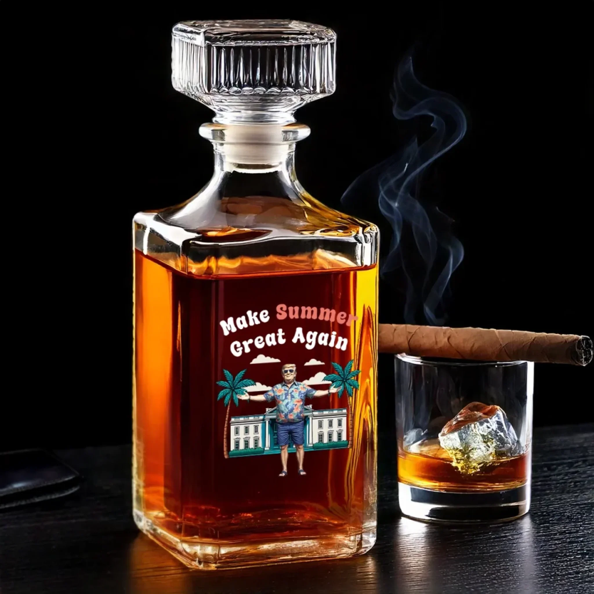 Make Summer Great Again Whiskey Decanter Set American Glassware Wine Glasses Set