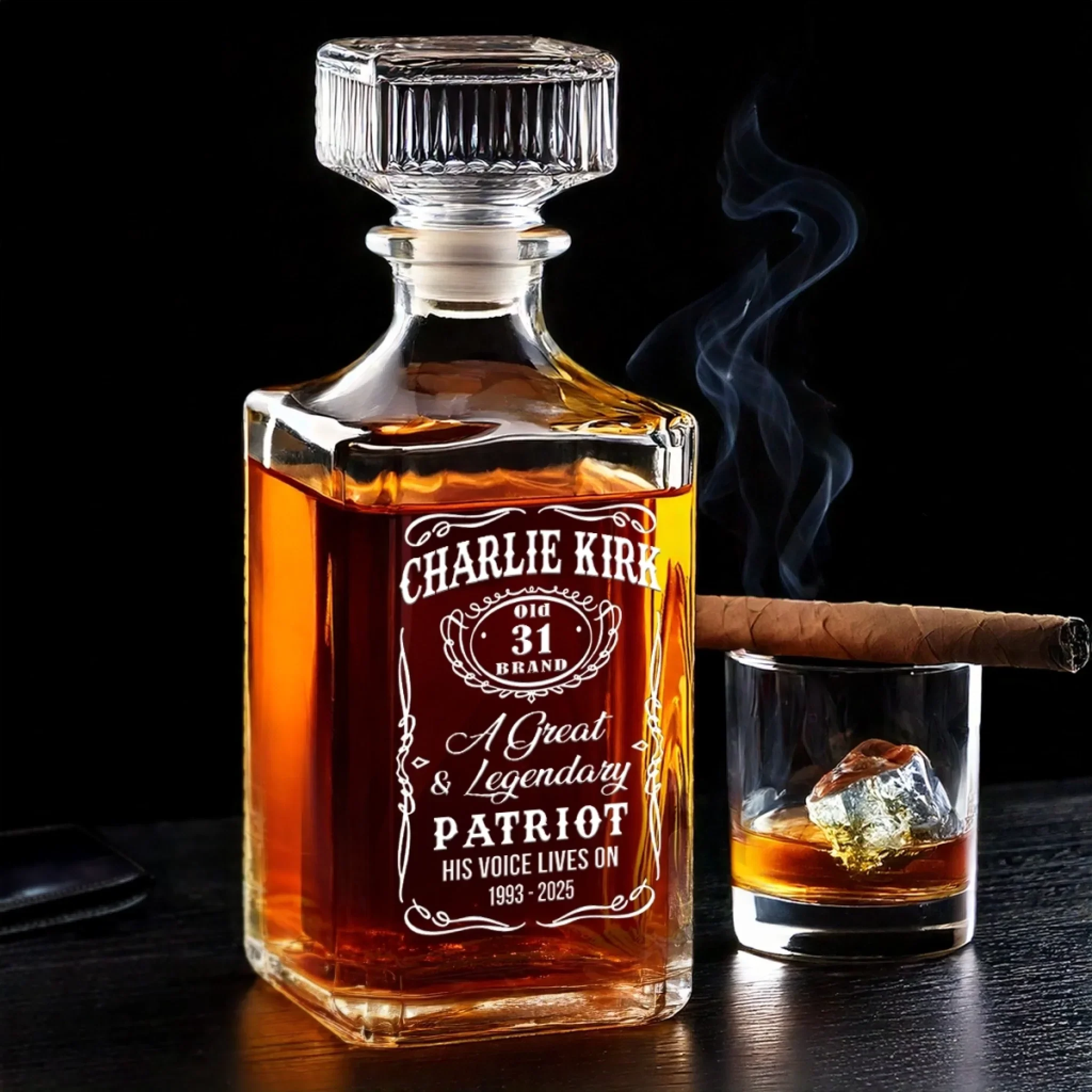 Great American Patriot Glass Whiskey Decanter Set American Glassware Wine Glasses Set