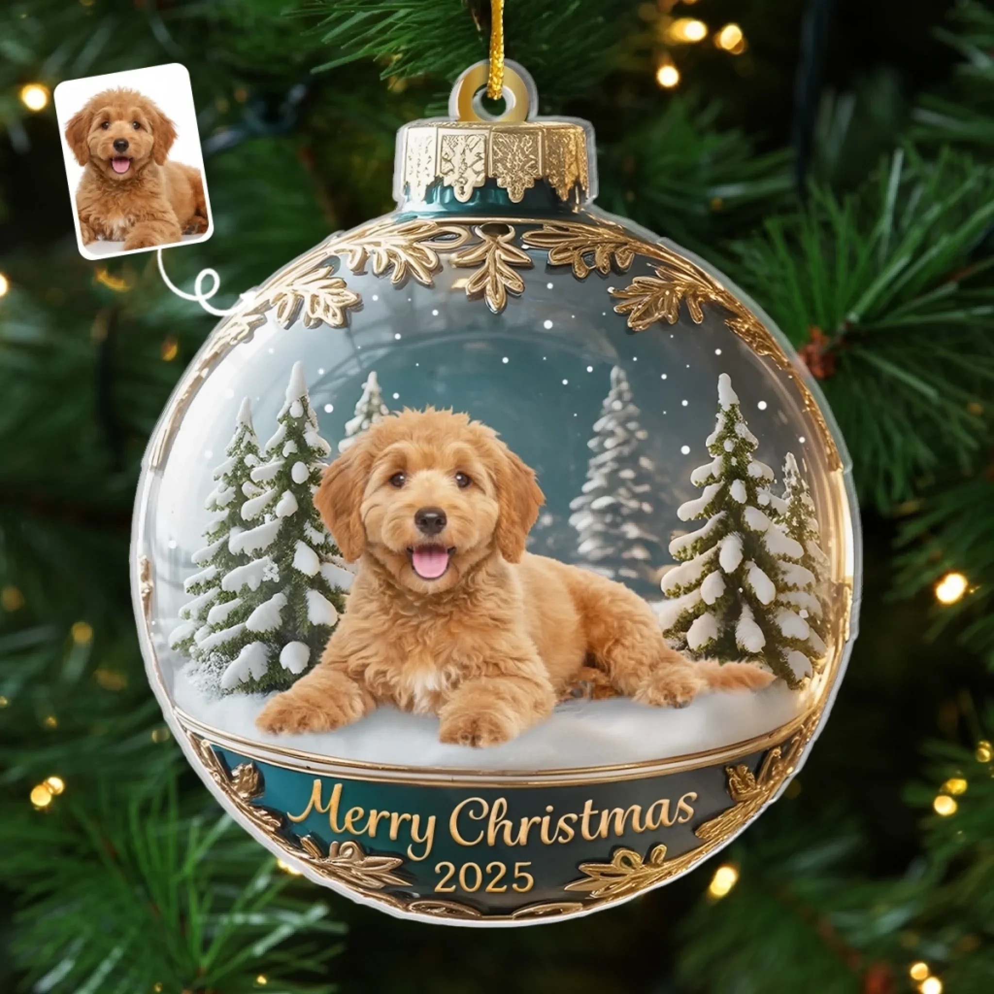 Custom Dog Photo Acrylic Ornament, Pet Christmas Ornament, Gift For Pet Lovers