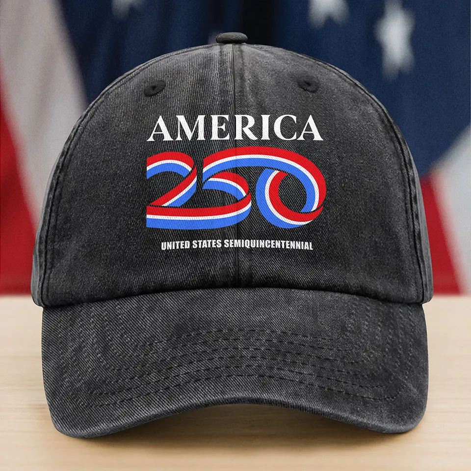 USA Semiquincentennial America 250 Patriotic Washed Denim Baseball Cap, American Patriotic Gift, USA Cap