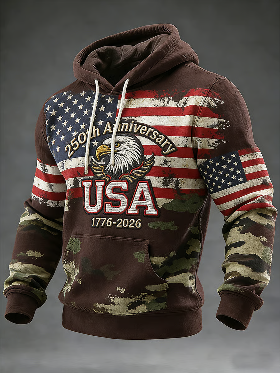 Happy 250th Birthday USA Hoodie, Patriotic Semiquincentennial Pullover, 4th Of July Gift, Gift For Men