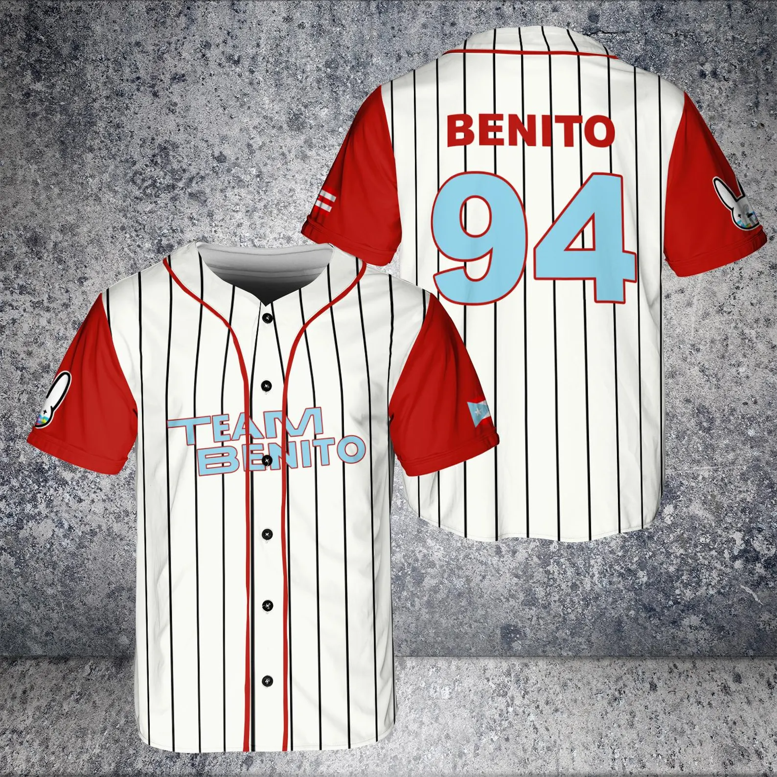 Team Benito Baseball Jersey, Halfbowl Fan Shirt, Game Day Outfit, Puerto Rico Sport Apparel Streetwear Jersey Outfit