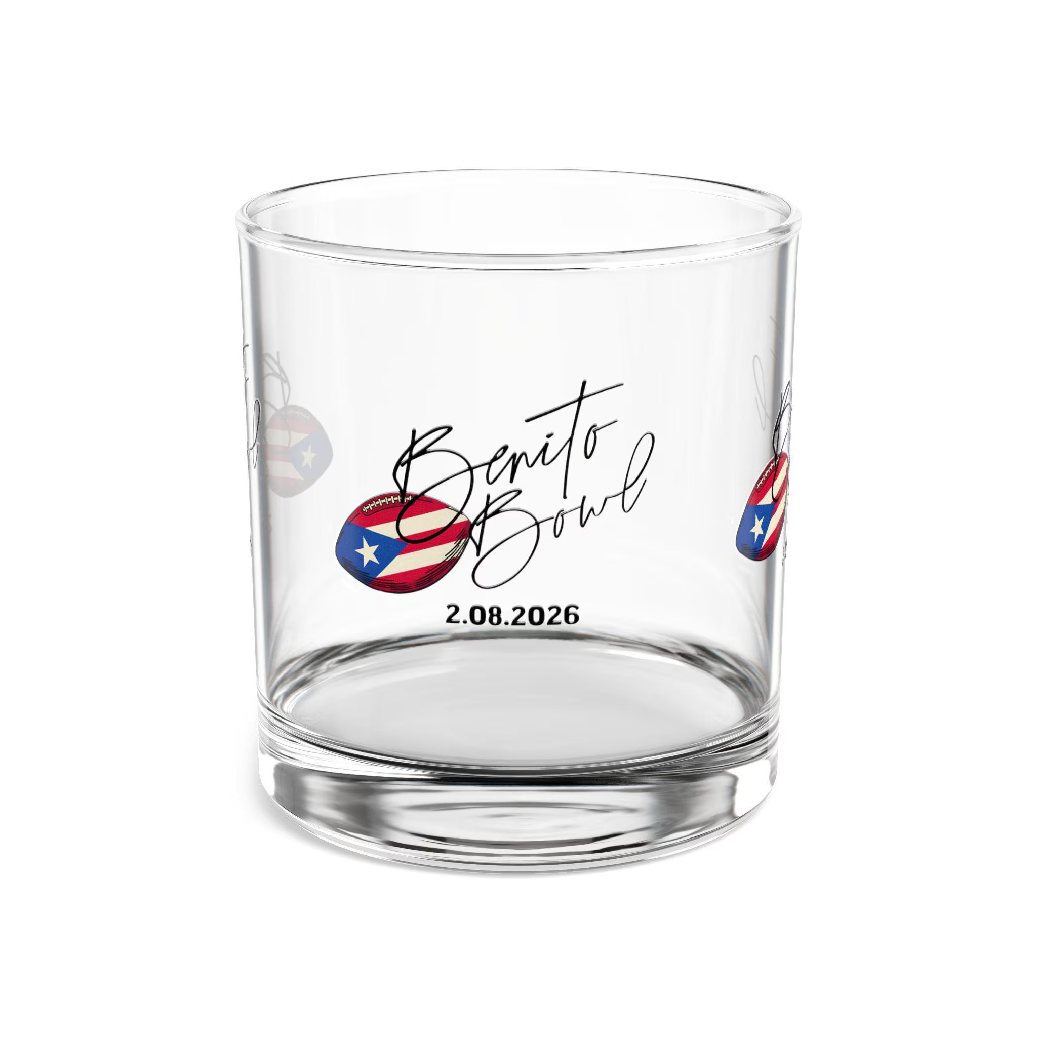 Benito Bowl Puerto Rican Flag The Big Game 2026 Whiskey Glass, Bad Bunny Gift, Gift For Whiskey Lover