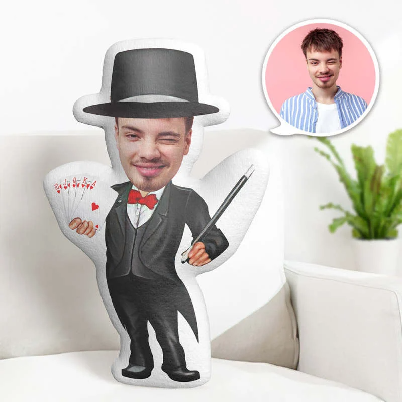 Custom Face Funny Magician Mini Me Pillow, Funny Throw Pillow, Body Pillow With Face, Personalized Valentines Gift