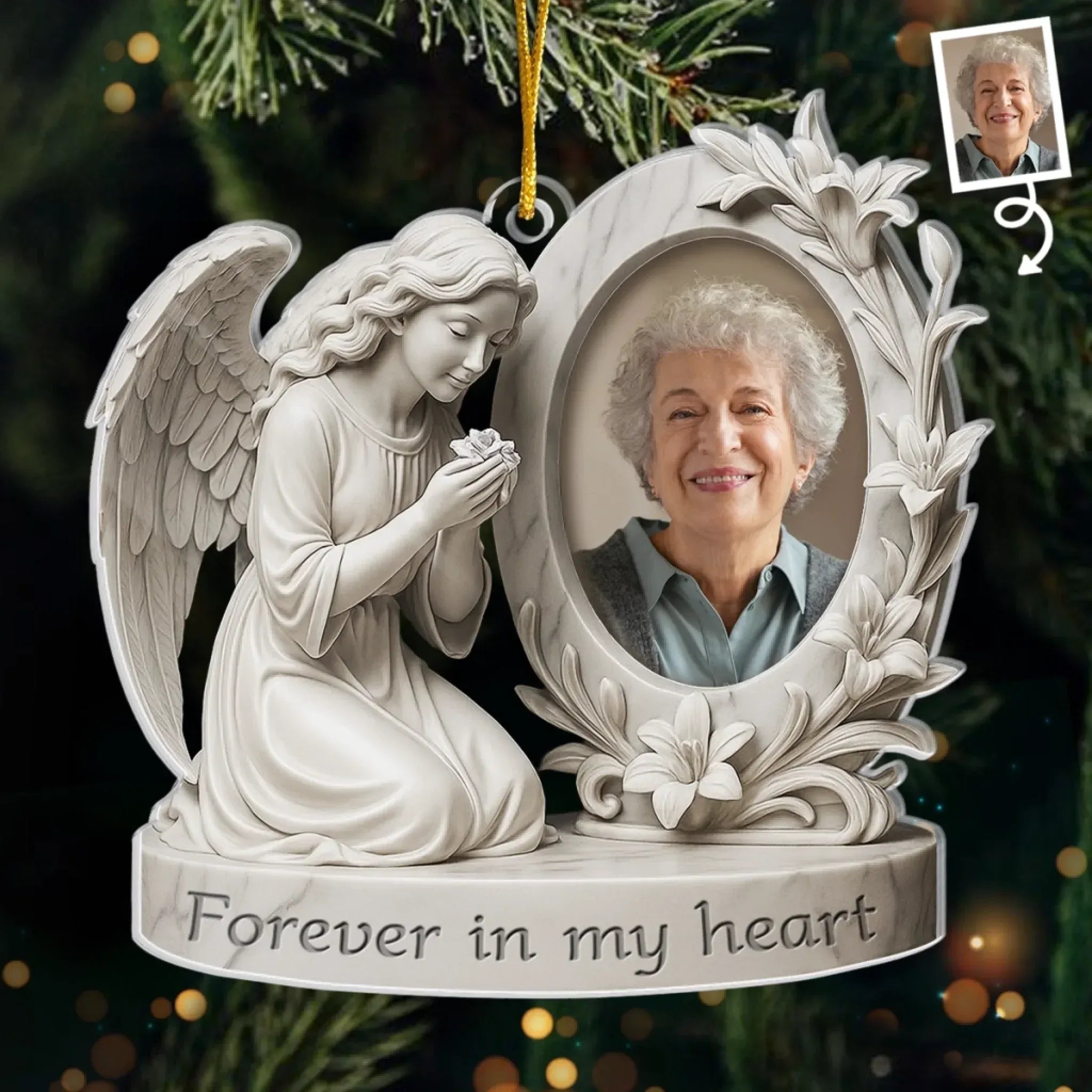 A Beautiful Soul Remembered Custom Photo Acrylic Ornament, Memorial Sympathy Gifts For Loss, Christmas Tree Ornaments