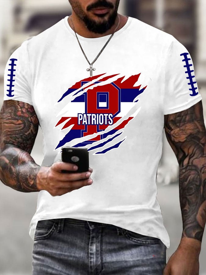 Patriots Red White Blue Patriots Symbol Football American T-shirt, The Big Game Football Gifts