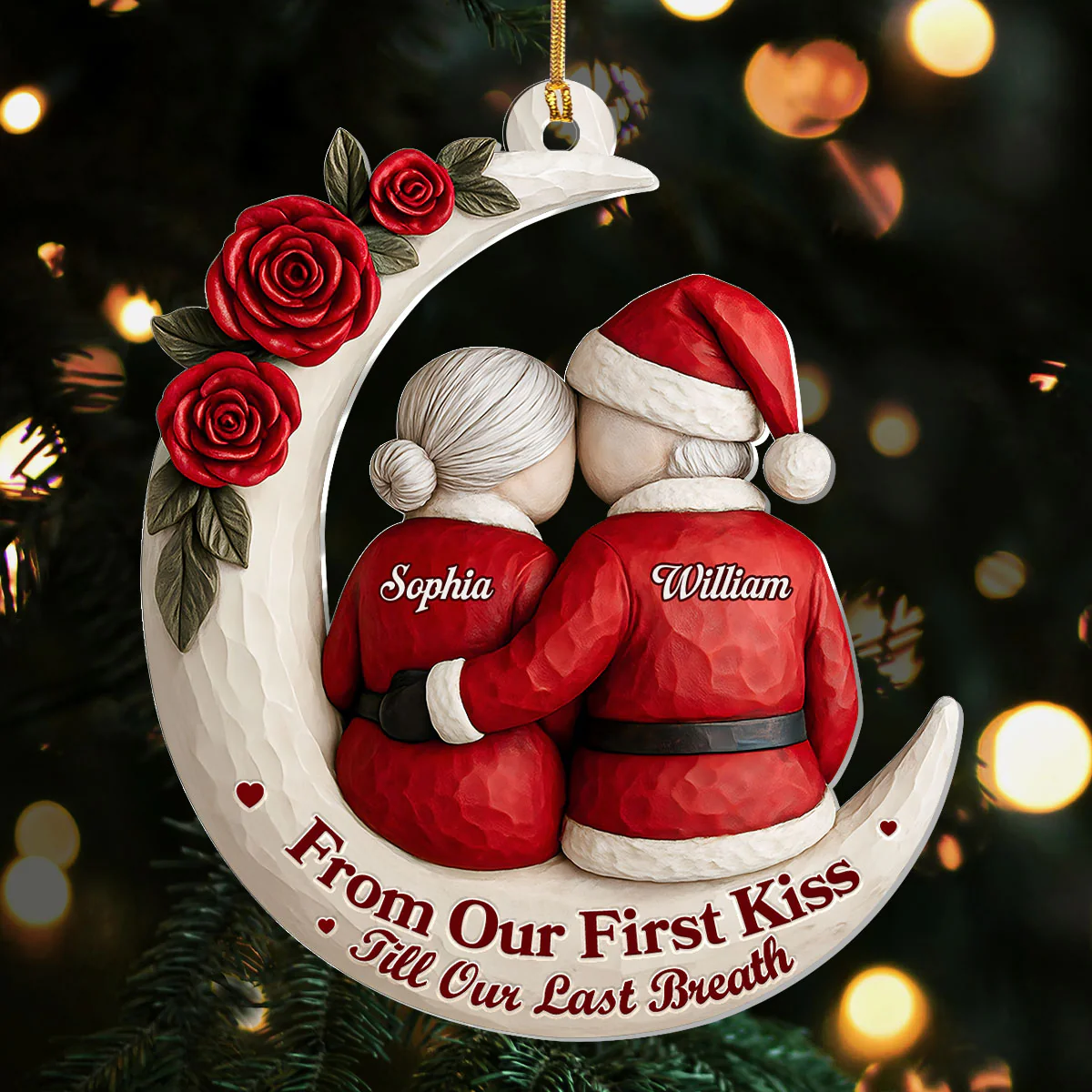 From Our First Kiss Till Our Last Breath Custom Name Acrylic Ornament, Couple Ornament, Christmas Home Decor