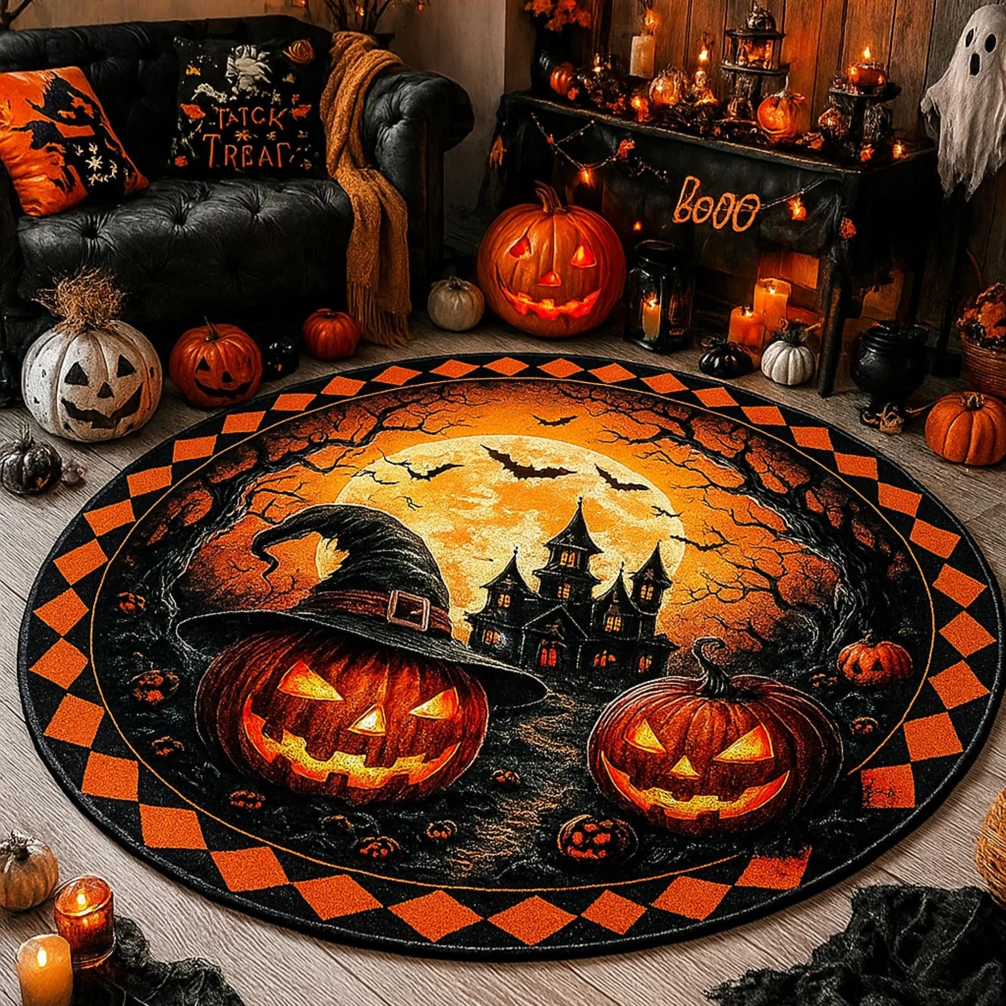 Halloween Pumpkin Rug, Spooky Autumn Halloween Rug, Halloween Spooky Rug, Halloween Gifts