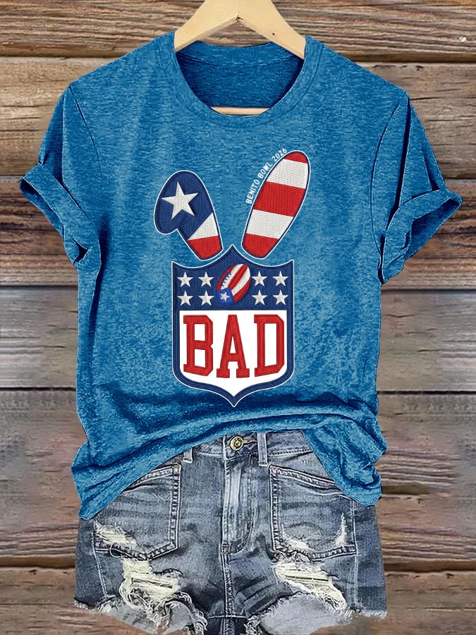 Bad Benito Bowl Halftime Show Big Game Print Football Tee, Bunny Bowl Bad Game Day Bunny Shirt
