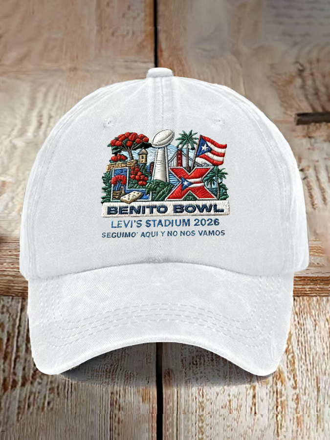 Here For The Benito Bowl Hat, Puerto Rico Flag Printed Hat Benito Bowl 2026 Baseball Hat Cap