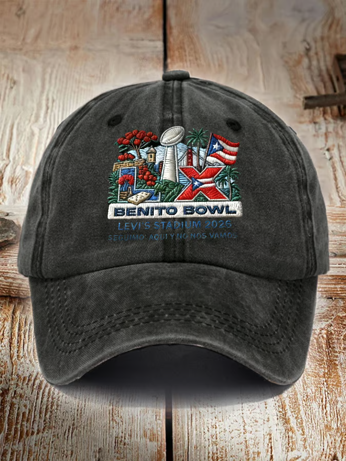 Here For The Benito Bowl Hat Football Washed Denim Baseball Cap, Mens Dad Hat Baseball Hat Cap