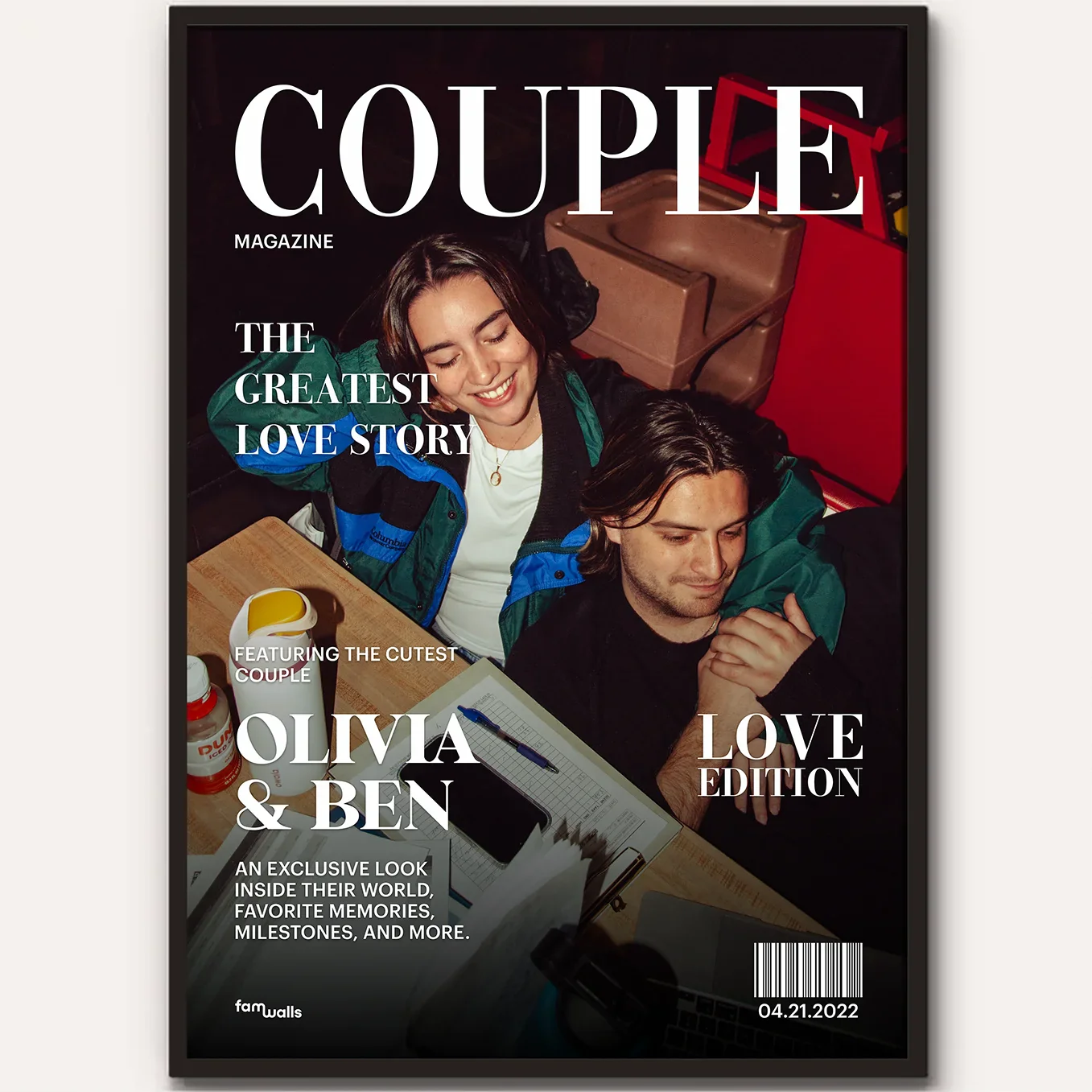 Couple Magazine Personalized Poster, Wedding Anniversary Gift, Couple Valentine Gifts