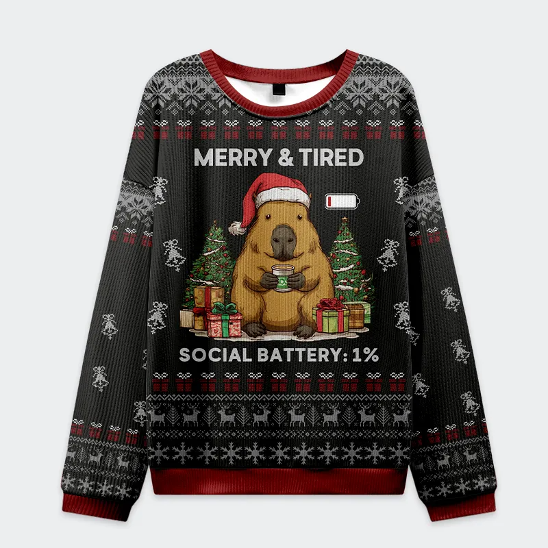 1% Battery 100% Festive Funny Ugly Sweater, Ugly Xmas Sweater, Christmas Ugly Sweatshirt