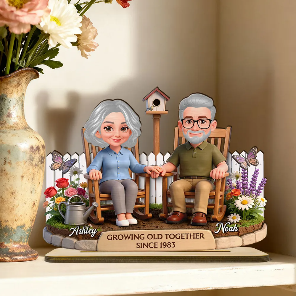 Eternal Love Couple Backyard Garden Growing Old Together 2-Layer Wooden Plaque, Personalized Valentines Gift