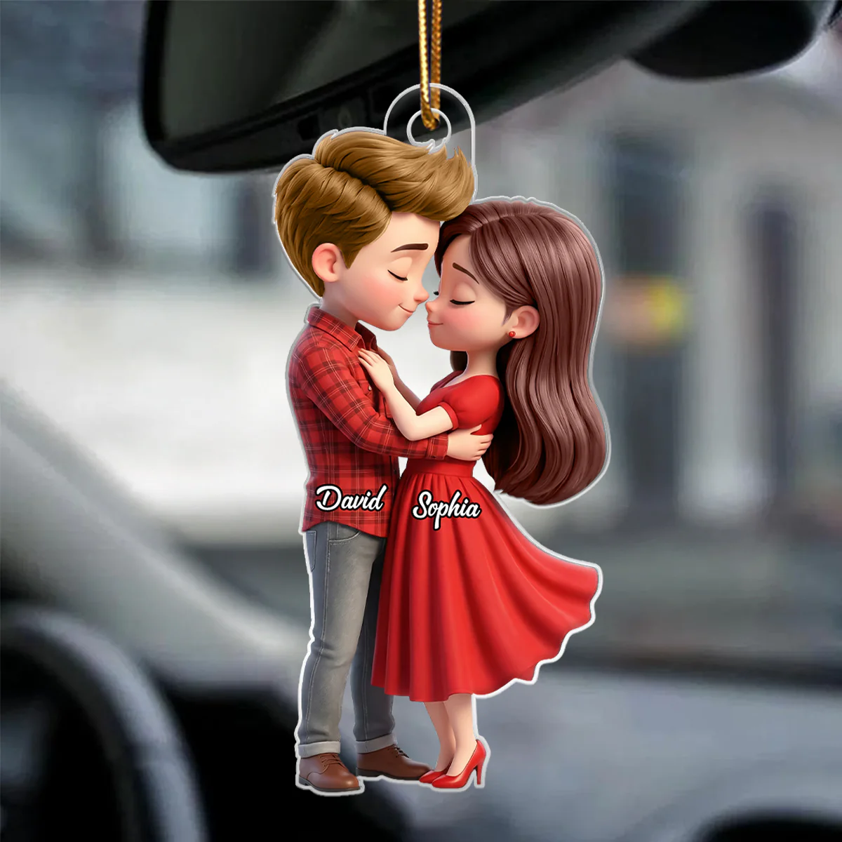 Romantic Couple Acrylic Keychain, Personalized Valentines Gift, Couple Anniversary Gift