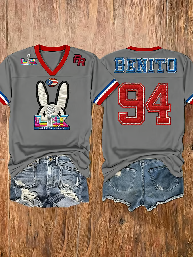 Big Game Bad Bunny Puerto Rico TShirt, Puerto Rico With Flag Vneck Gray Shirt, Reggaeton Fan Gift Bad Bunny Gift