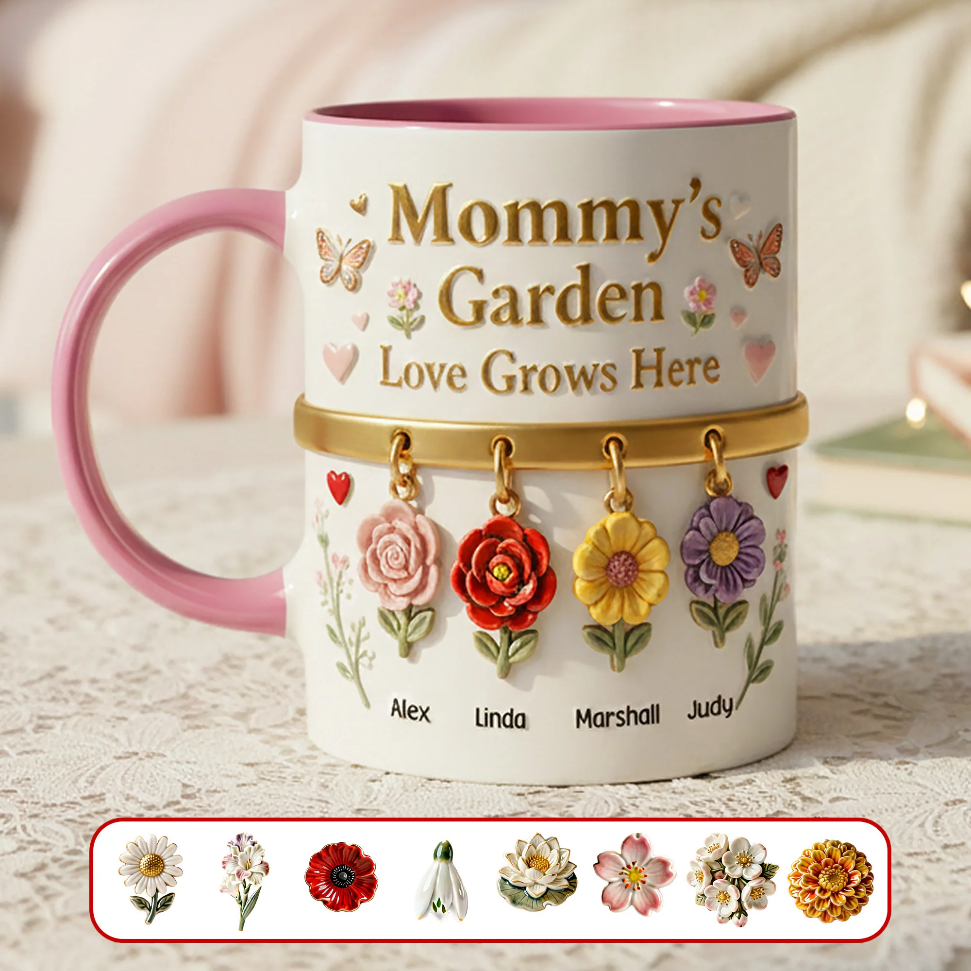 Mom's Floral Garden Birth Flower Cup, Personalized Mug, Mug For Mom, Coffee Mugs, Personalized Mother's Day Gifts
