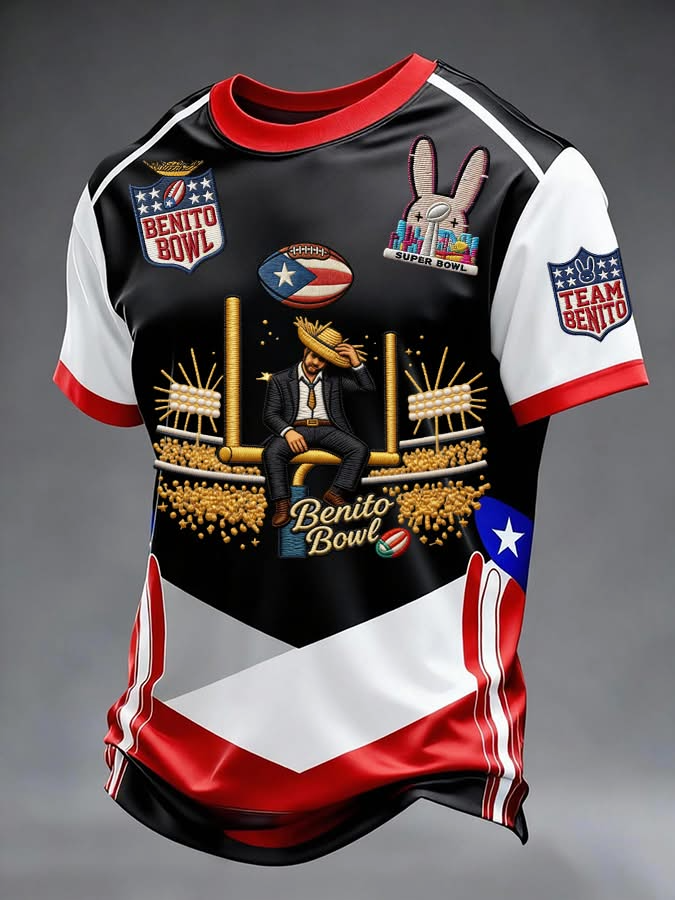 Here For Benito Bowl Puerto Rico Shirt, Bad Bunny Football Tee, LX Super Bad Game Day Bunny Shirt