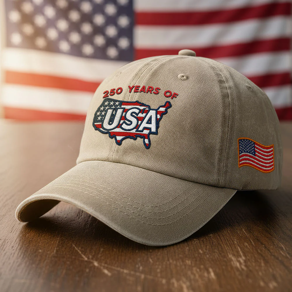 250 Years of USA American Flag Print Hat, 250th Anniversary Patriot Hat, USA Map Print Classic Cap