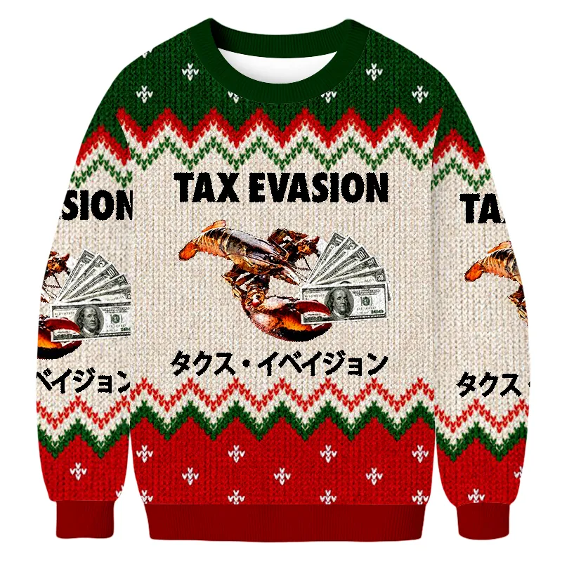 TAX EVASION Lobster Funny Ugly Sweater, Ugly Xmas Sweater, Christmas Ugly Sweatshirt