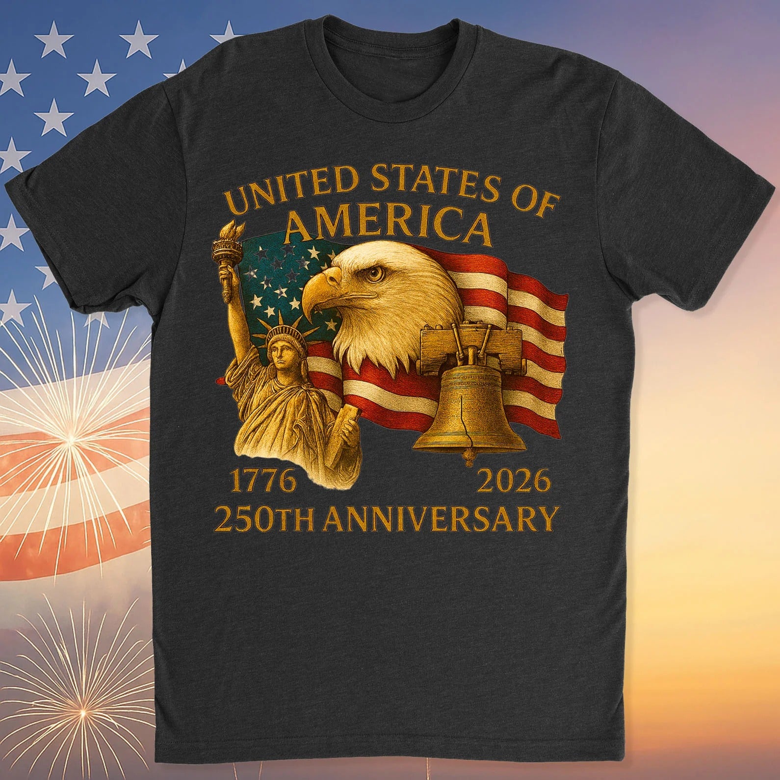 250 Years Anniversary USA Shirt, Happy 250th Birthday United States of America Shirt, 250 Years of Freedom Dark Shirt