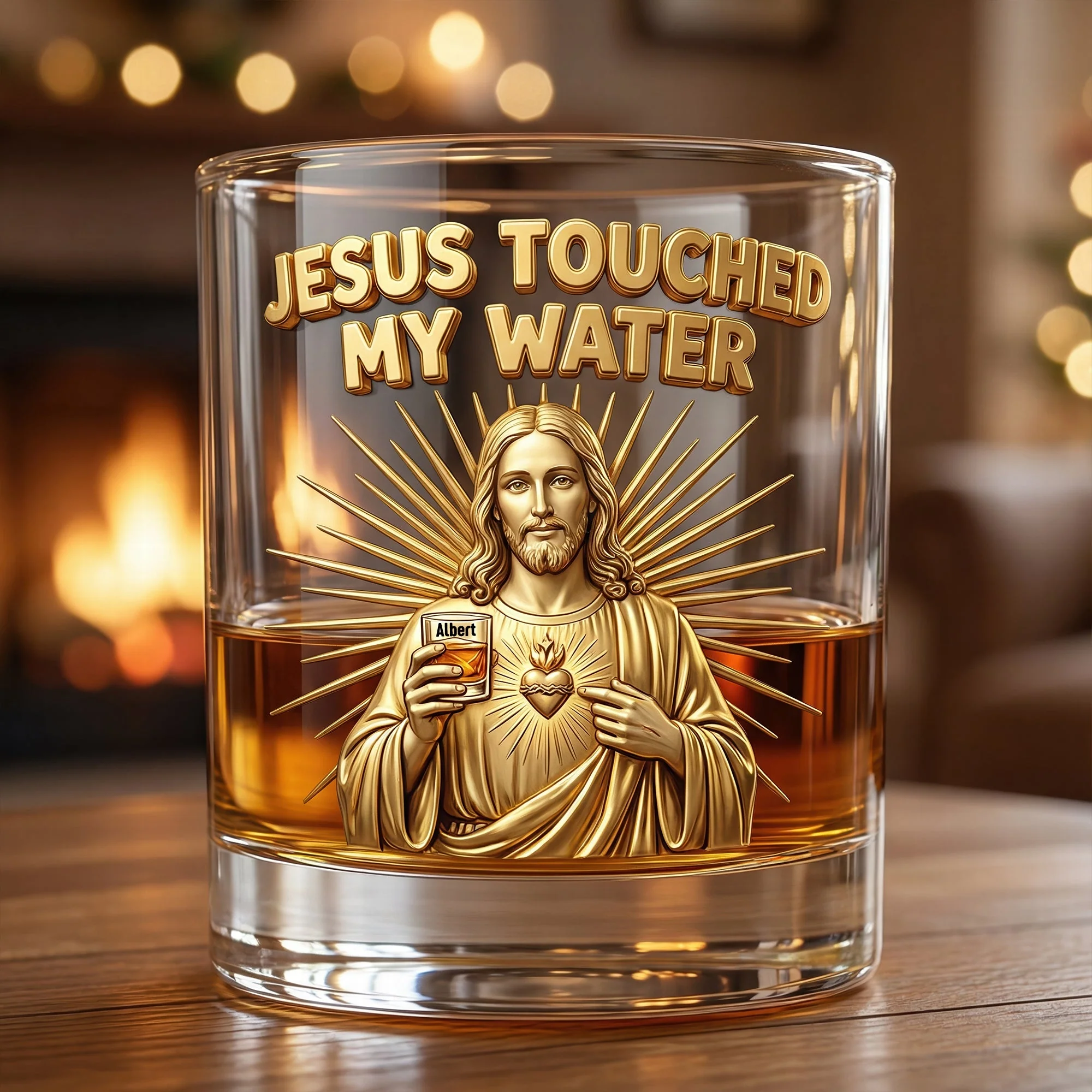 Fun Jesus Christ Touch My Water Whiskey Glass, Luxury Whiskey Glass, Gift For Christian