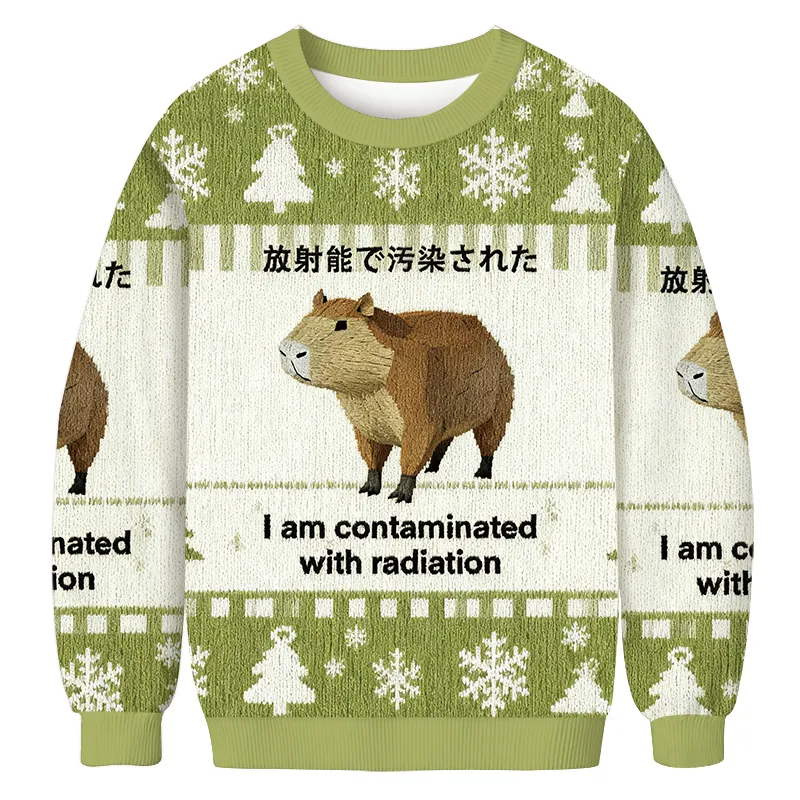 Green Capybara Contaminated By Radiation Ugly Sweater, Funny Ugly Christmas Sweater, Christmas Ugly Sweatshirt