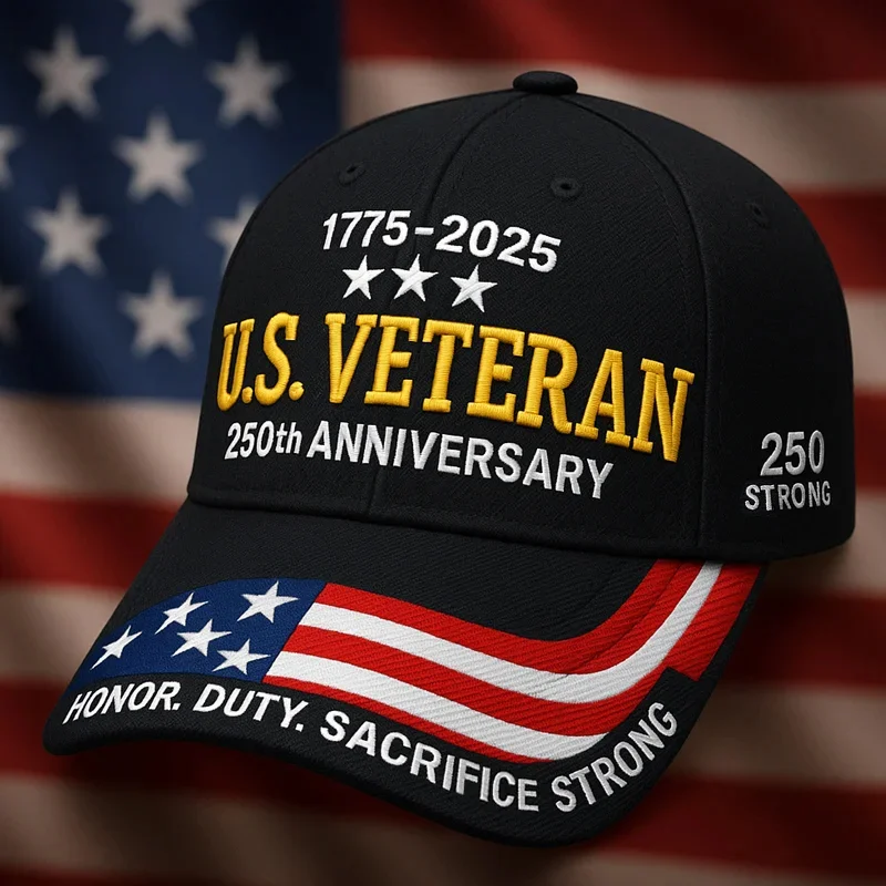 US Veteran American Flag United States 250th Anniversary Printed Hat, Patriotic Hat, Classic Cap