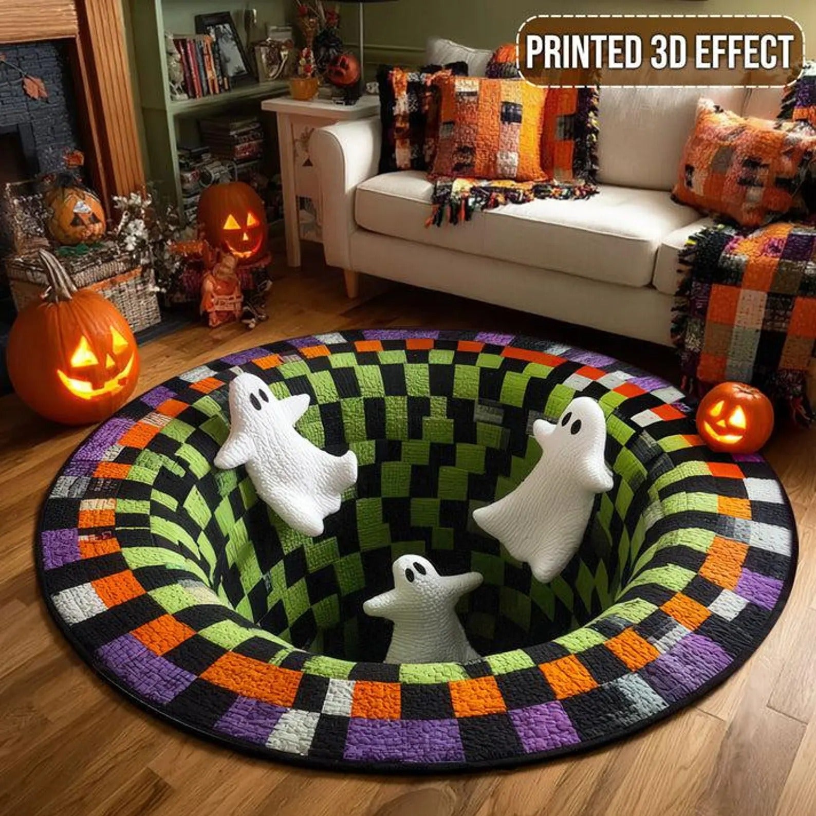 Halloween Ghost Rug, Halloween Rug Living Room Decor, Halloween Rug