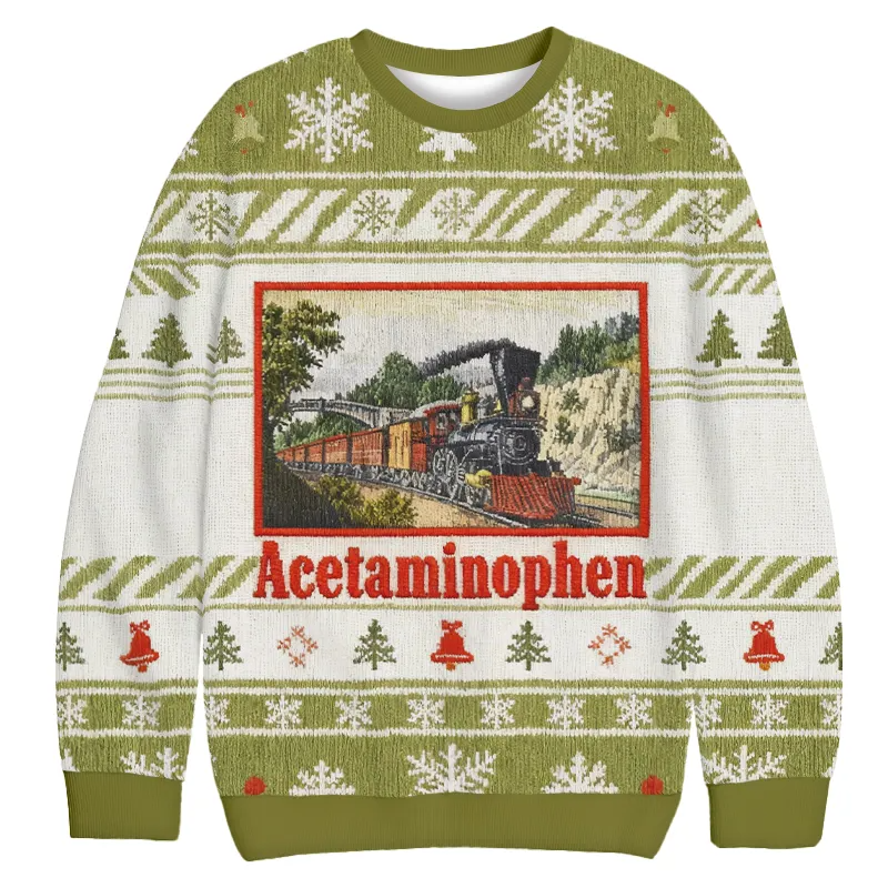 Acetaminophen Funny Meme Vintage Christmas Sweater, Ugly Xmas Sweater, Christmas Ugly Sweatshirt