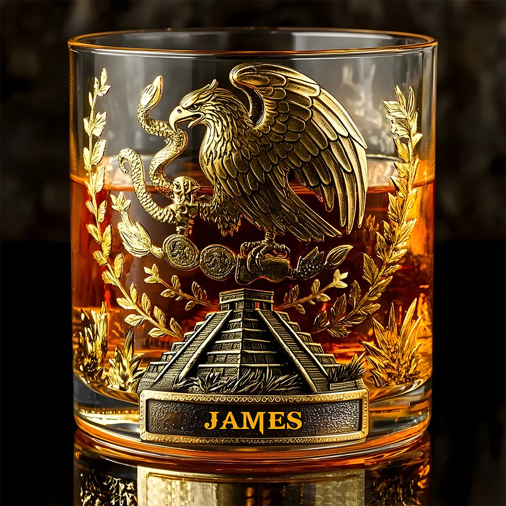 Mexico Proud Eagle Whiskey Glass, Luxury Whiskey Glass, Personalized Whiskey Glasses