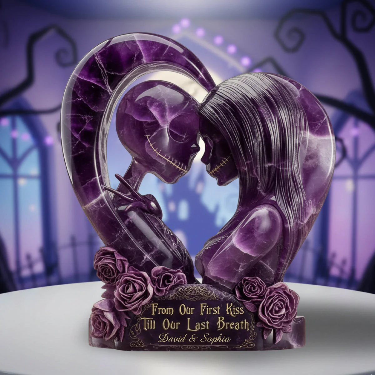 From Our First Kiss Nightmare Couple Shape Acrylic Plaque, Valentine Couple Gift, Anniversary Couple Gift