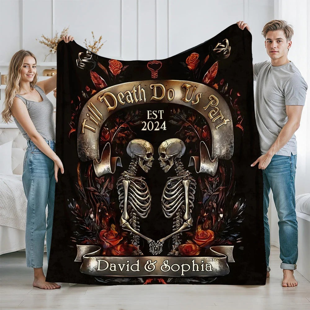 Till Death Do Us Part Blanket, Couple Blanket, Valentine's Day Blanket, Couple Halloween Gift