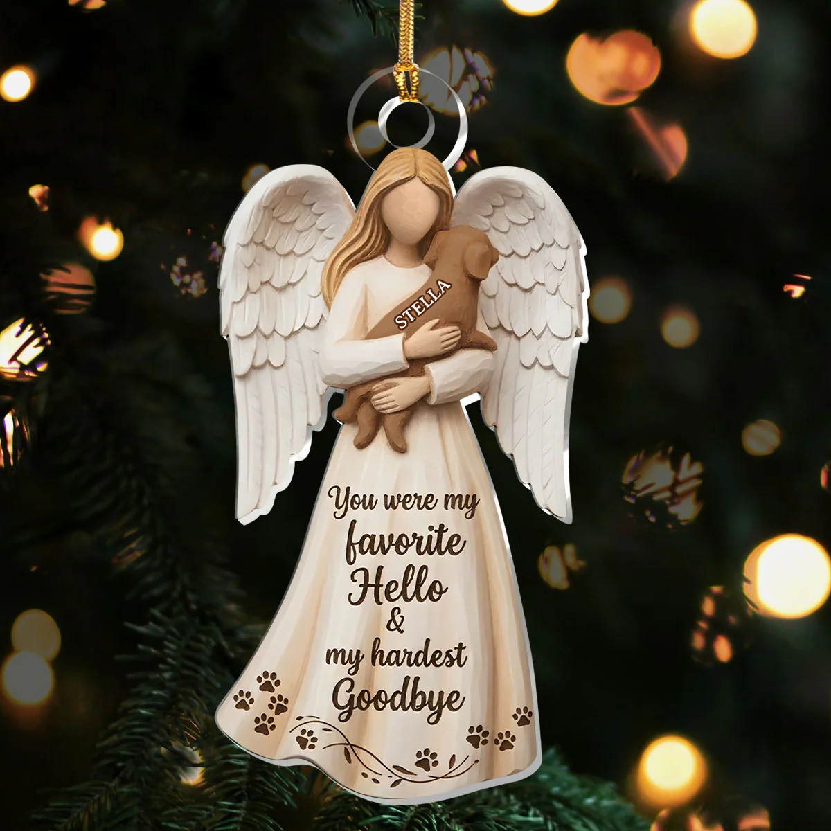 You Were My Favorite Hello And Hardest Goodbye Xmas Ornament, Custom Name Memorial Dog Acrylic Ornament