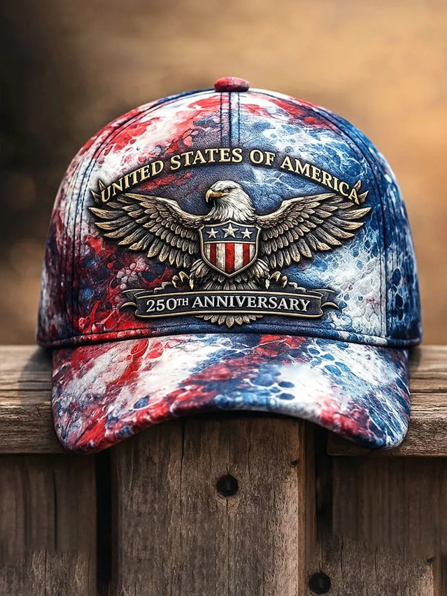 250th Anniversary America And Eagle Printed Hat, Patriotic Hat, Red White Blue Classic Cap