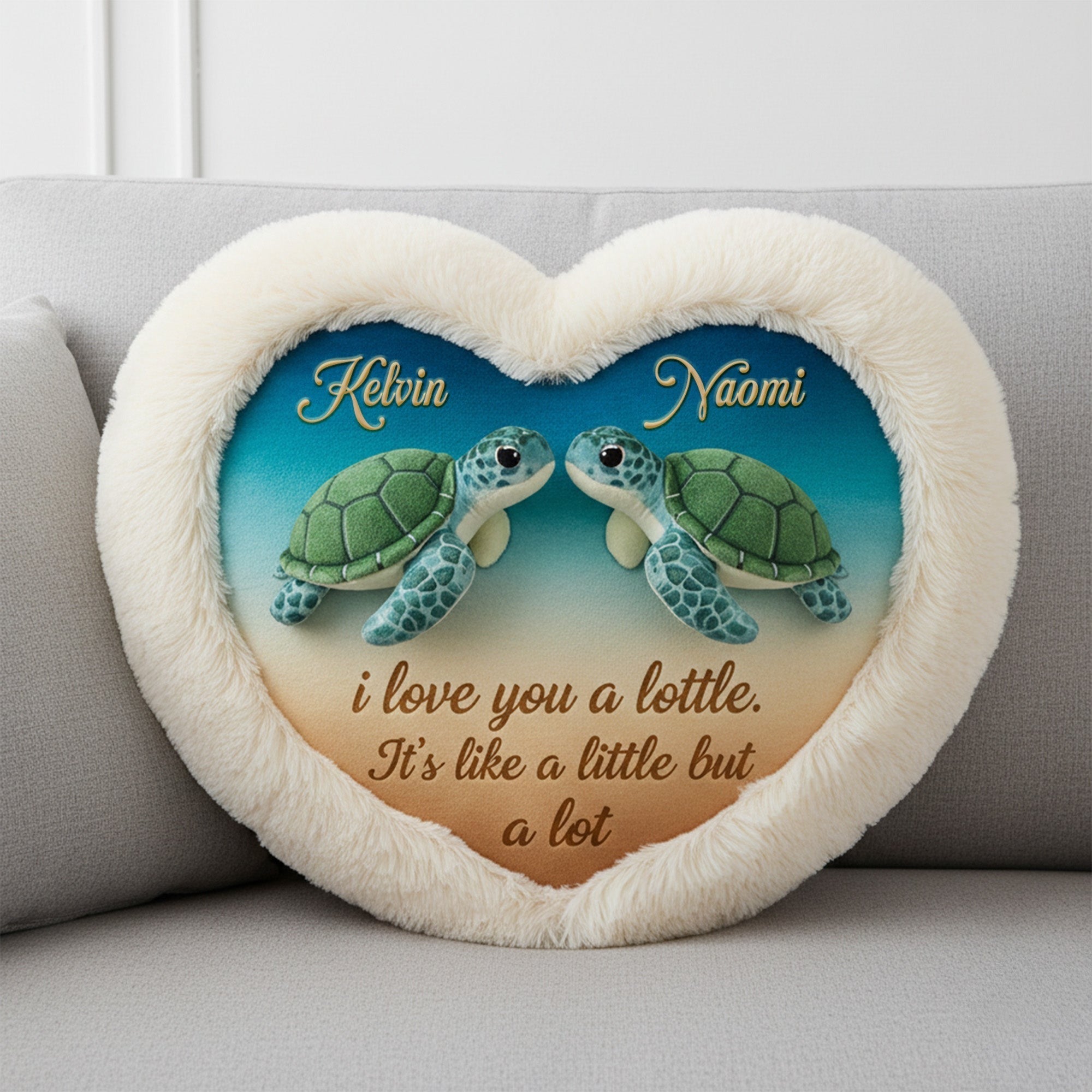 I Love You A Lottle Turtle Lover Custom Shaped Pillow, Personalized Valentines Gift, Unique Valentine's Day Gifts