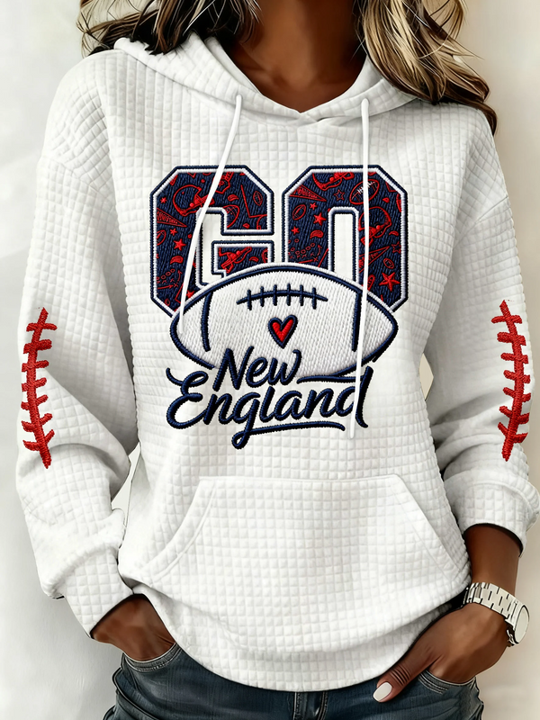 Retro Red White Blue Football Shirt The Big Game Football 2026 Printed Hoodie American Football Jersey
