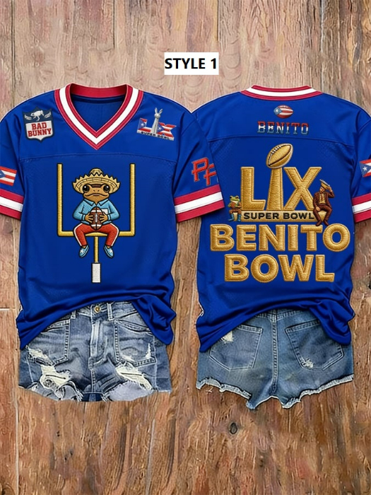 Here For The Benito Bowl Shirt, Bad Bunny LIX Benito Bowl Football Jersey, Bunny Bowl Football Tee