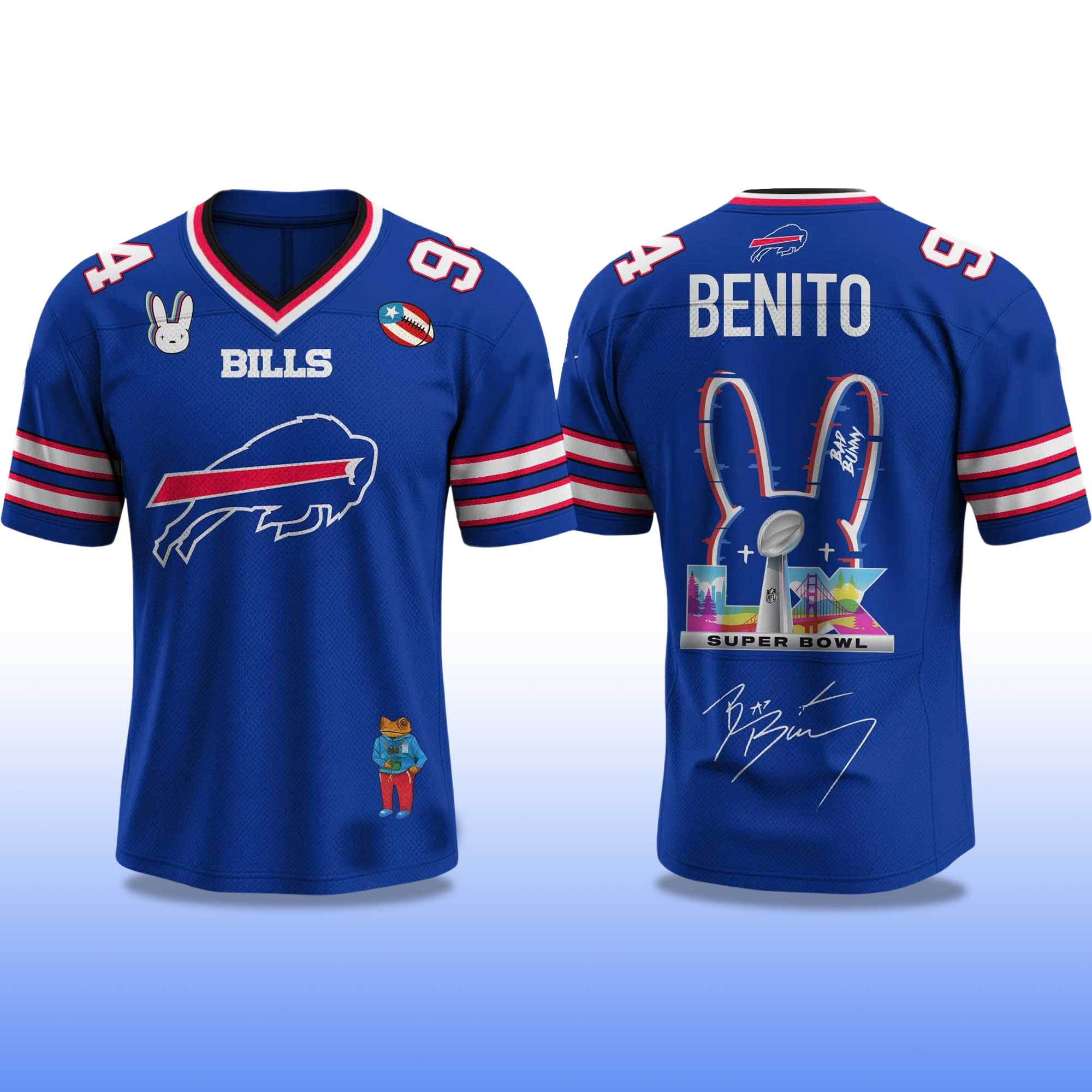 Bills Bad Bunny Bowl Baseball Jersey Puerto Rico Inspired Shirt Urban Style Jersey Football Tee