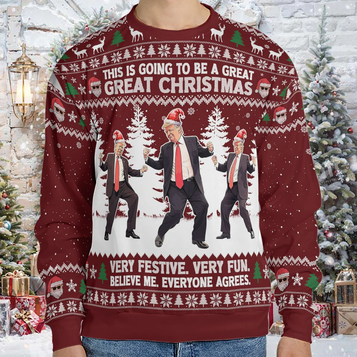 This Is Going To Be A Great Christmas, Funny Trump Dancing Ugly Sweater, Funny Christmas Sweater