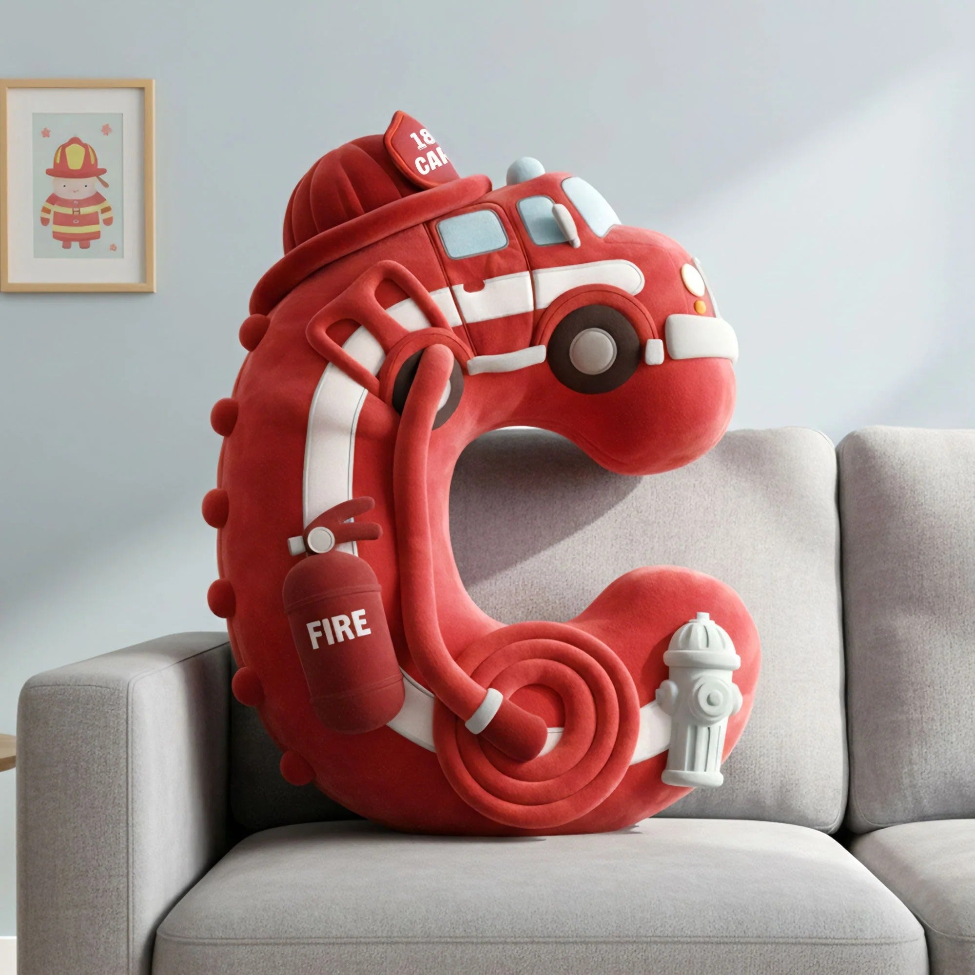 Firefighter Alphabet Initial Letters Custom Shaped Pillow, Valentines Couple Gift, Gift For Firefighter