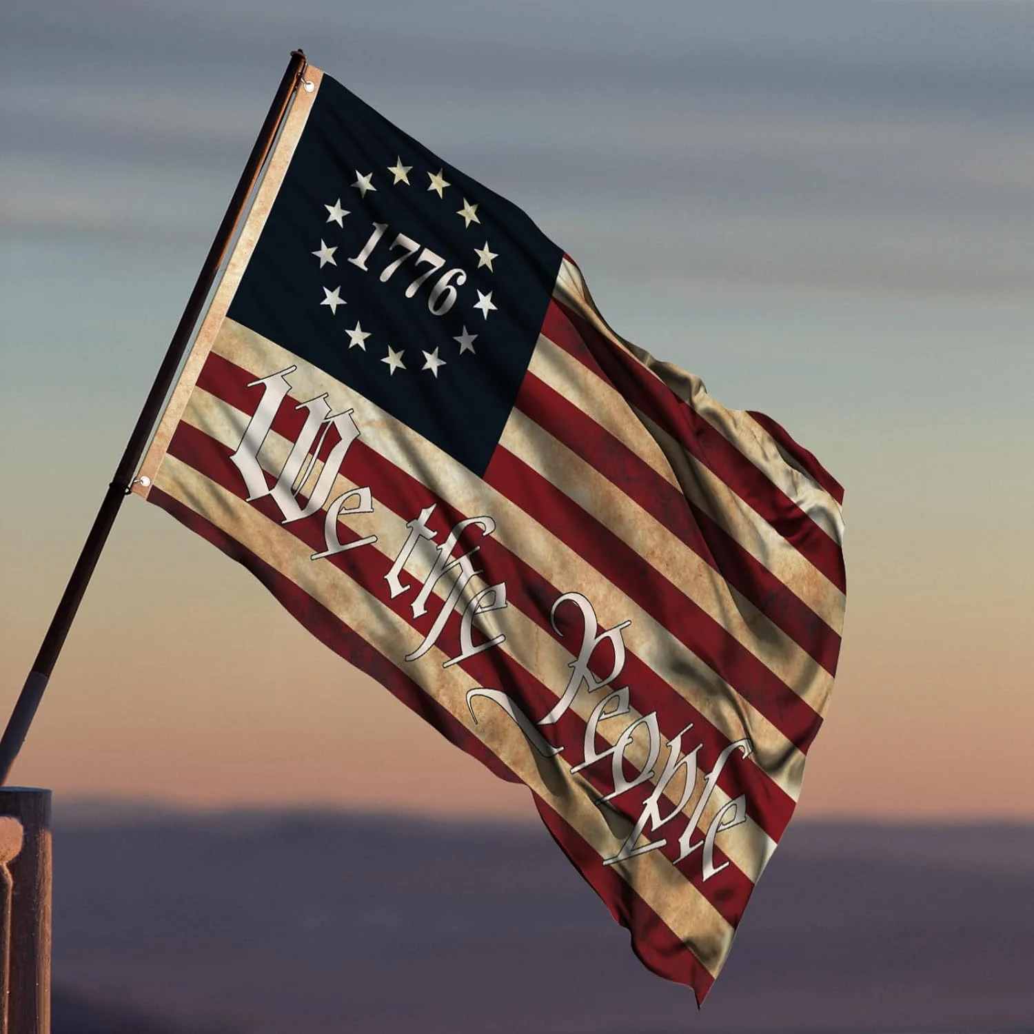 We The People 1776 Pole Flag Double Side American Garden Flag, 250th Anniversary House Flag